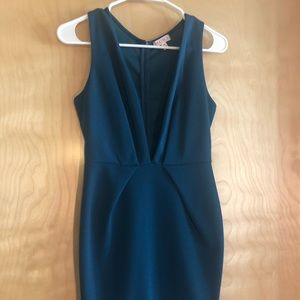 Dark Aqua Deep V Mini Dress